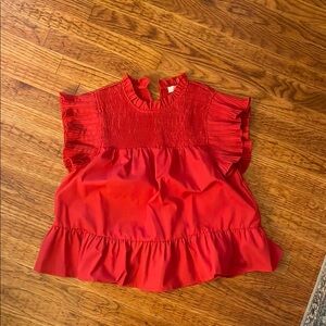 Red Ruffled Blouse